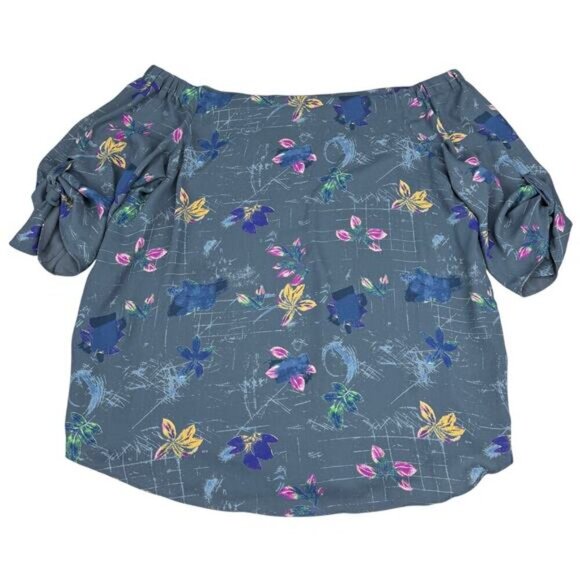 BABATON Aritzia Malik Off Shoulder Floral Blouse Sz Medium - Picture 4 of 8